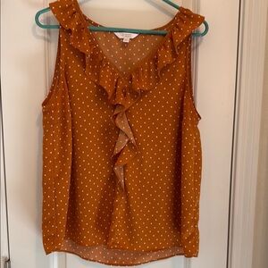 Orange Polka Dot Ruffle Top Size L